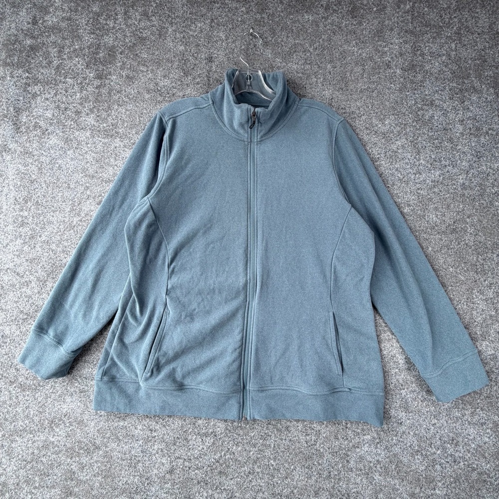 Hi-Tec Super Cozy Tech Fleece Jacket Womens 2XL Blue Stretch Mock Neck Full Zip